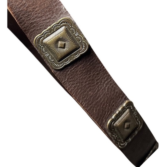 Boho Western Concho Leather Belt Brown Made in Italy XL